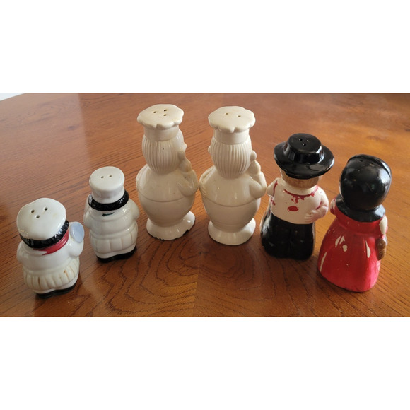 Vintage Salt Pepper SP Shaker Chef & Amish Couple Ceramic Novelty Figures *Flaws - Picture 10 of 16